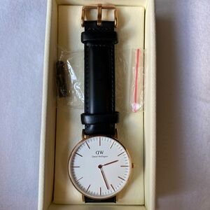 Daniel Wellington Rose Gold and Black Leather Watch